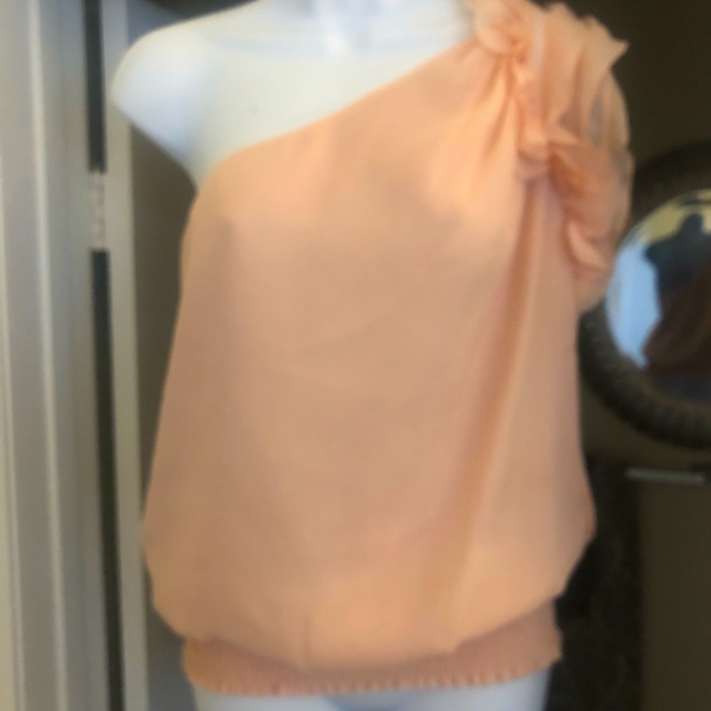 Bebe apricot colored one shoulder top
